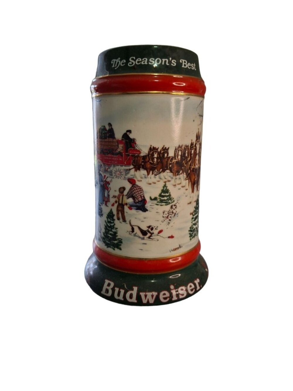1991 Budweiser Holiday Stein The Season’s Best Clydesdale Beer Mug Ceramarte
